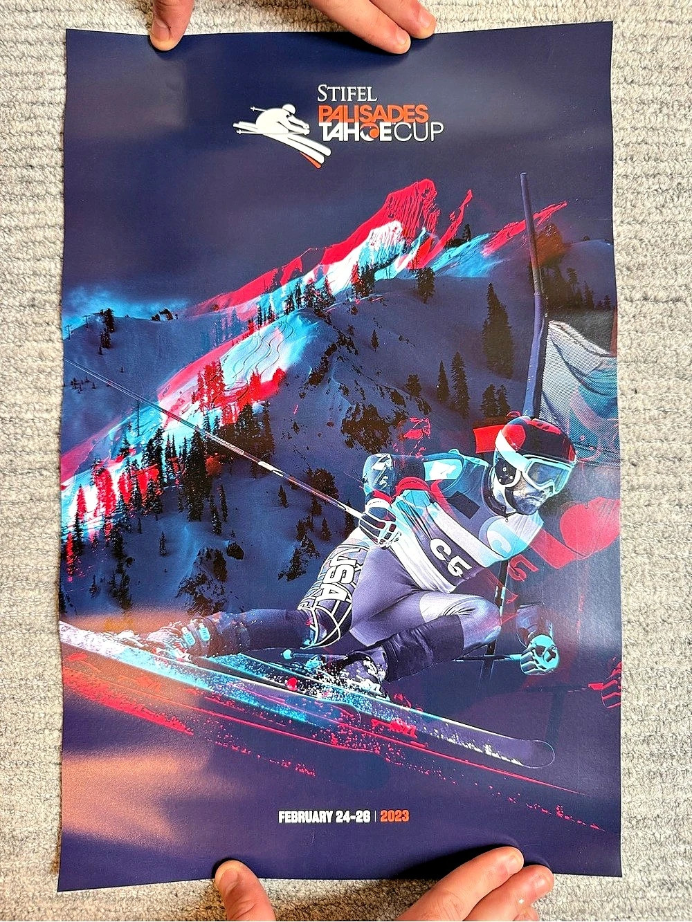 Stifel Palisades Tahoe Cup 2023 World race poster Blue & Red